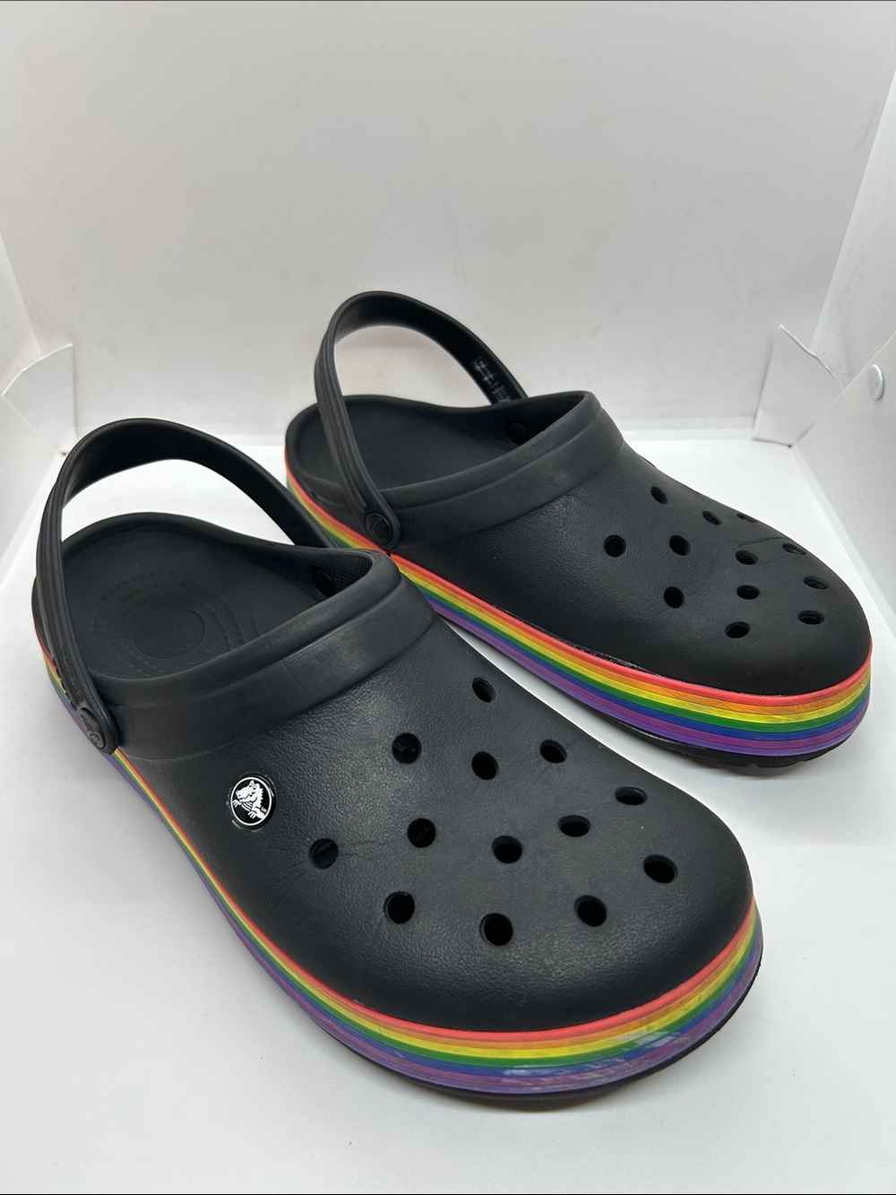 Crocs Rainbow Trimmed Classic Clog - Size  11 Men’s 
Prewoned